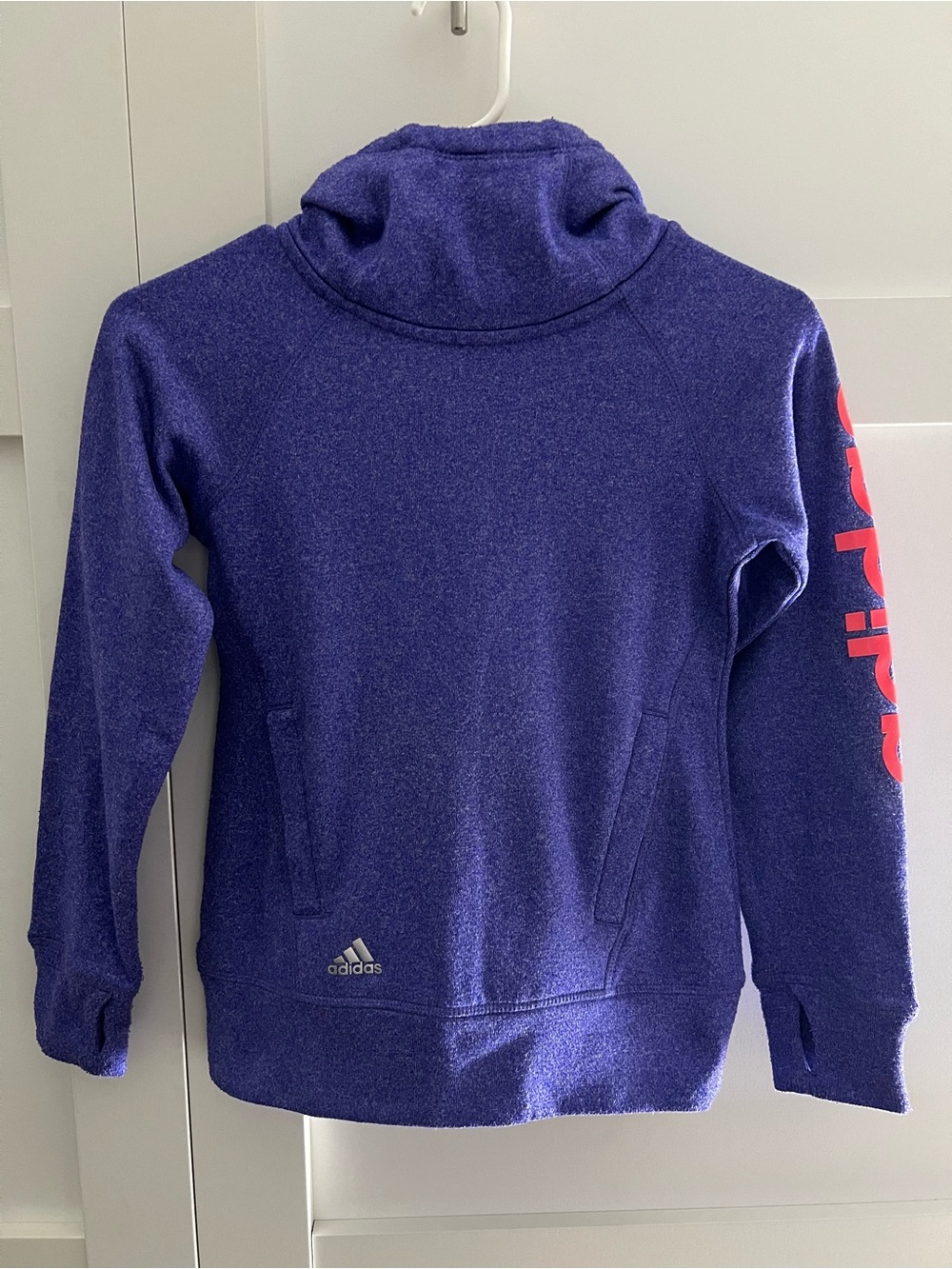 adidas Purple Hoodie with Pink Sleeve Graphic